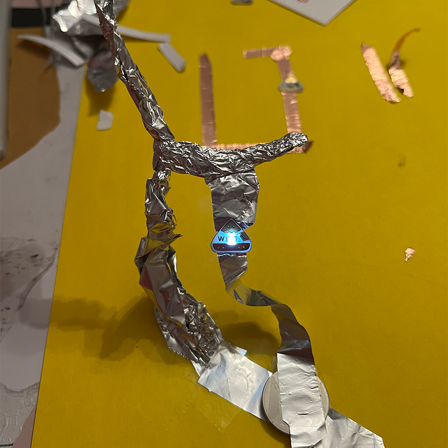 I made a tree out of aluminum foil. It worked and may be an idea for my final design, although I found that working with the aluminum foil was tricky to get the light to work so I might not