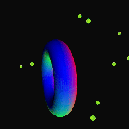 The particles become more eccentric when the MakeyMakey is clicked