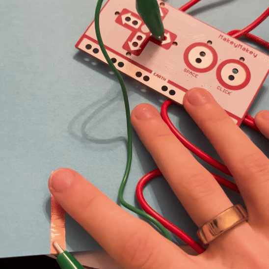 For my first attempt I just experimented with copper tape to see how it would work with the MakeyMakey.